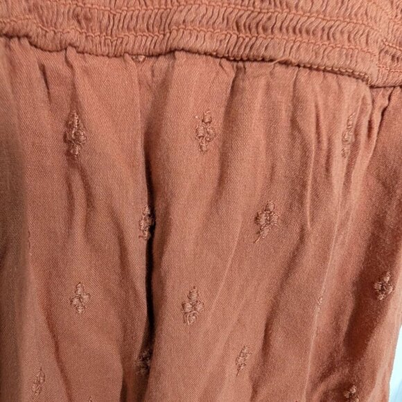 Old Navy Clip Dot Midi Dress Womens Size XXL Rust Long Sleeve V Neck Tiered - Picture 4 of 13